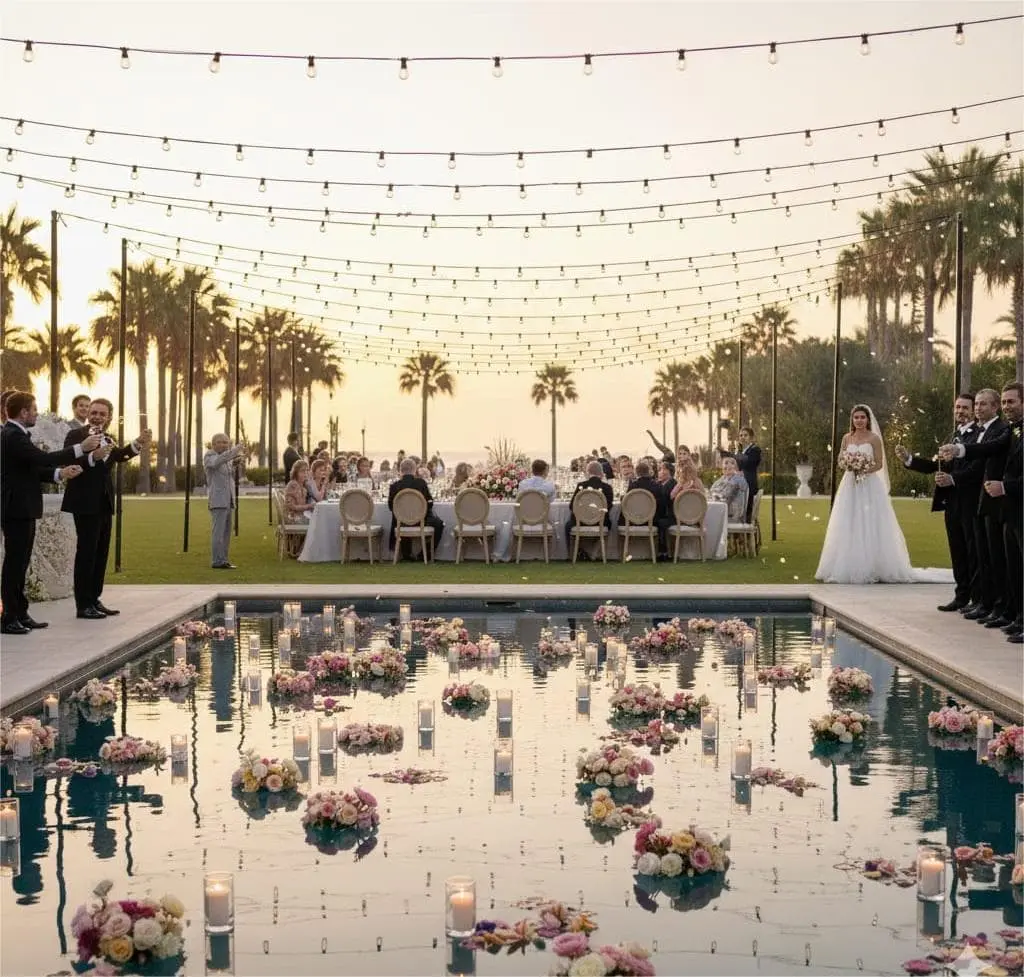 Boda junto a la piscina